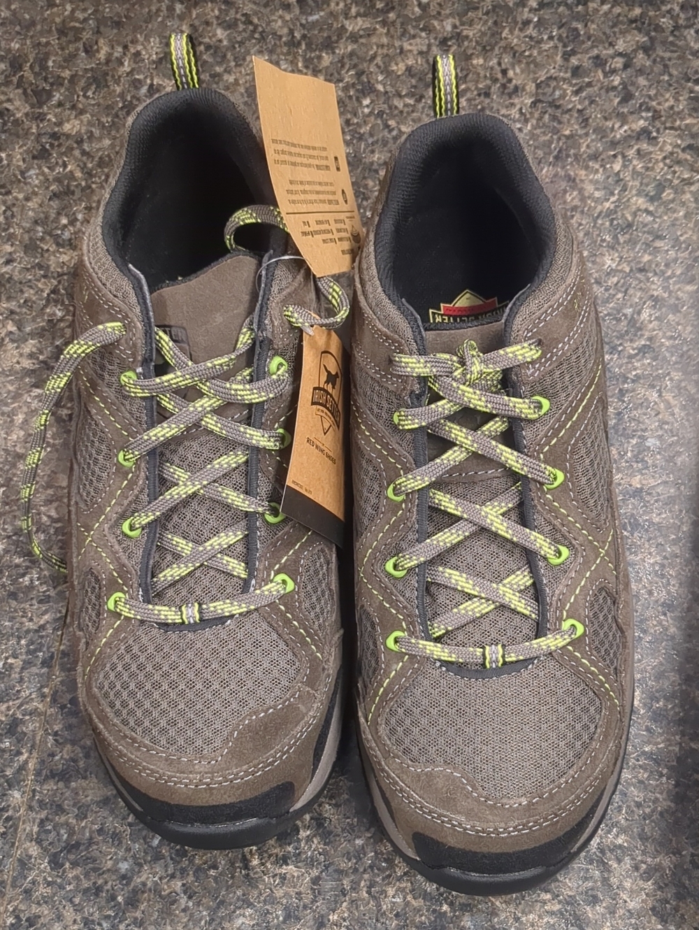 Irish Setter Men's Brown Athletic Trail Shoes with Lime Accents